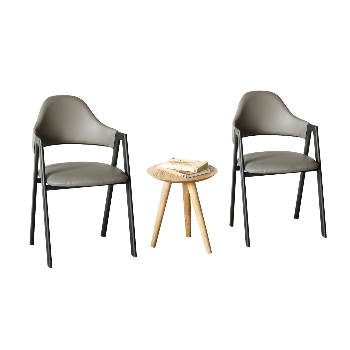 Modern Grey Leatherette Chair with Sturdy Iron Frame (Set of 4 Chairs) Furniza