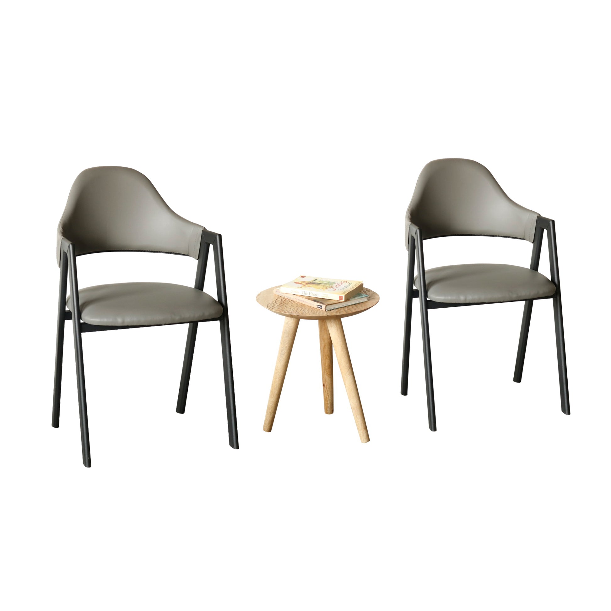 Modern Grey Leatherette Chair with Sturdy Iron Frame (Set of 4 Chairs) Furniza