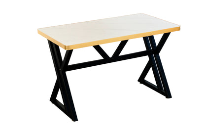 Modern 4 Seater Marble finish Dining Table Set with Upholstered Chairs