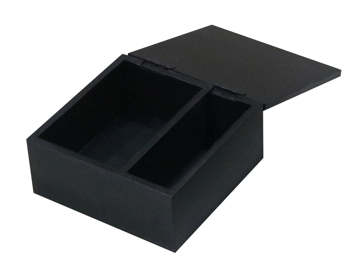 Black Wooden Jewellery Box with Hand-Carved Lid & Storage