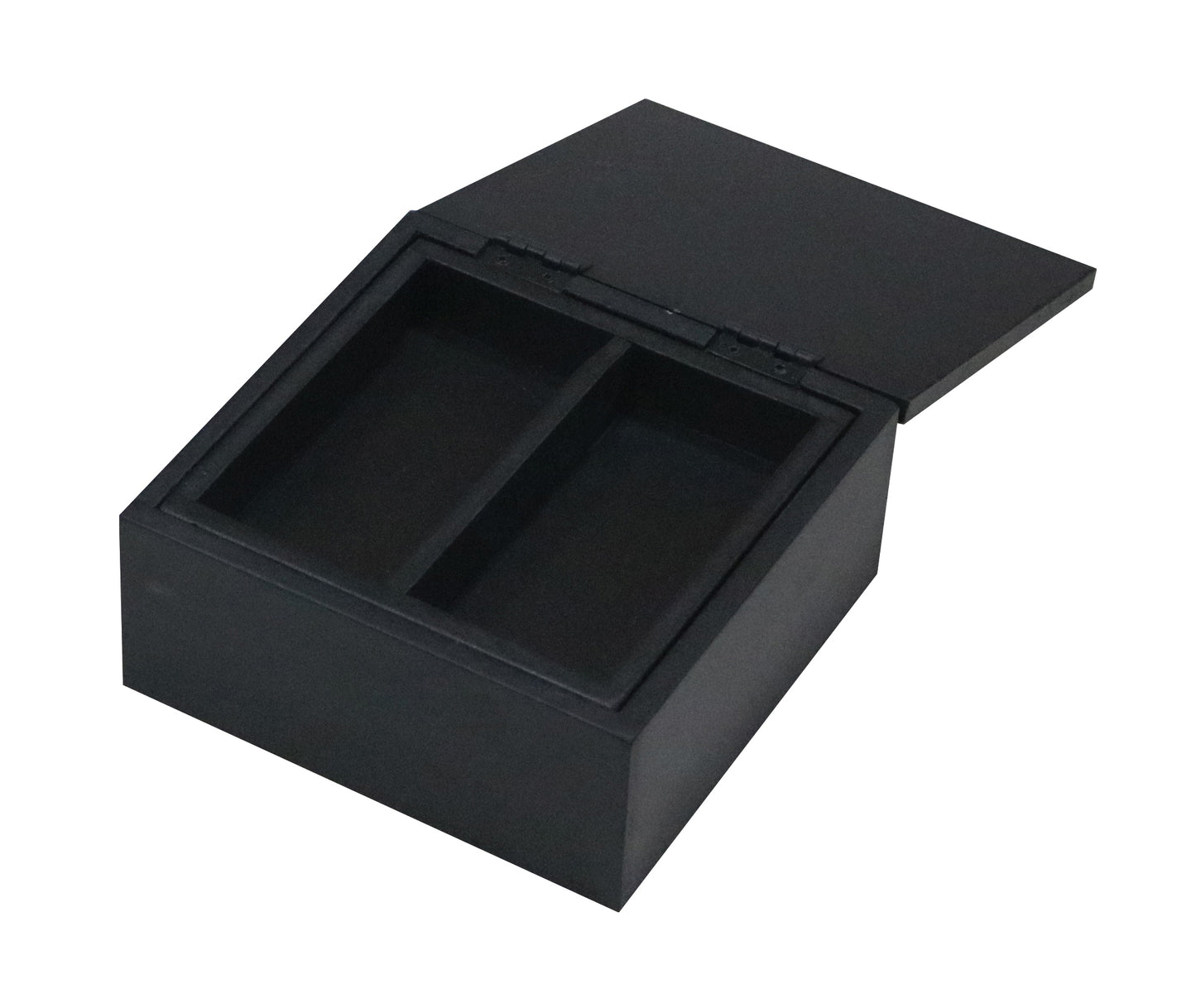 Handcrafted Black Wooden Jewellery Box with Carved Lid & Organizer
