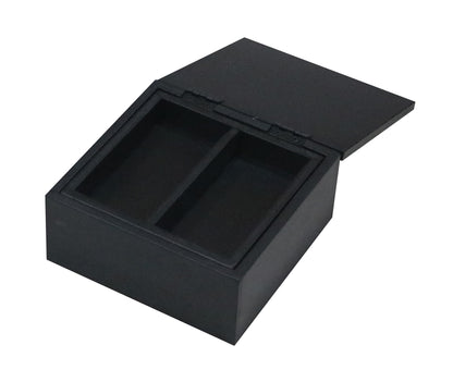 Handcrafted Black Wooden Jewellery Box with Carved Lid & Organizer