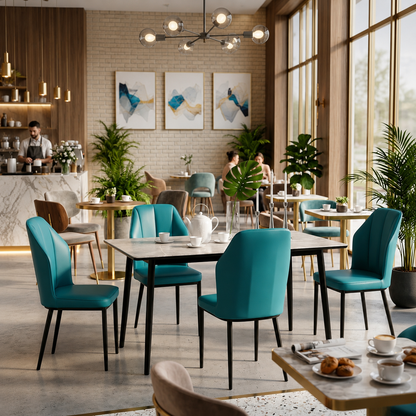 Modern 4 Seater Dining Set with Upholstered Chairs