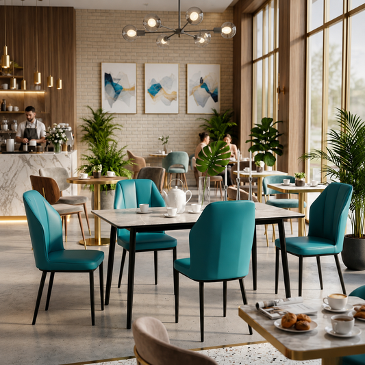 Modern 4 Seater Dining Set with Upholstered Chairs