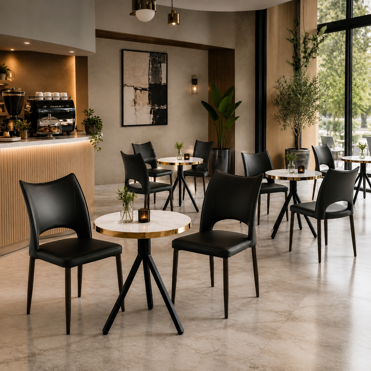 2 Seater White Marble Finish Dining Table Set with leatherette Chairs