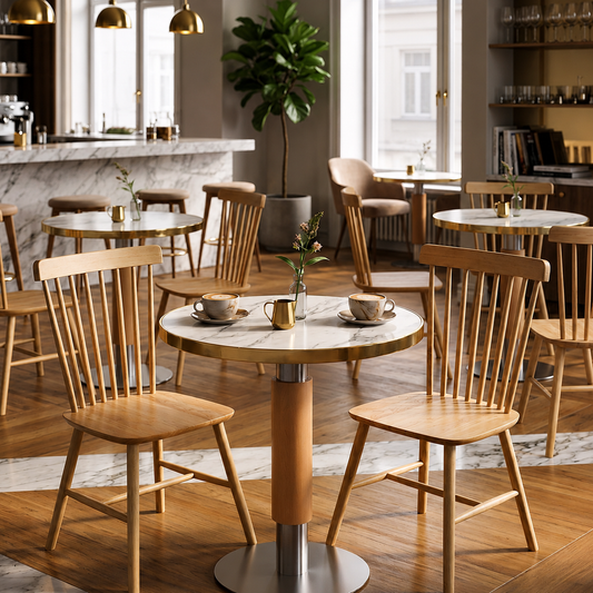 2 Seater White Marble Finish Dining Table Set with Chairs