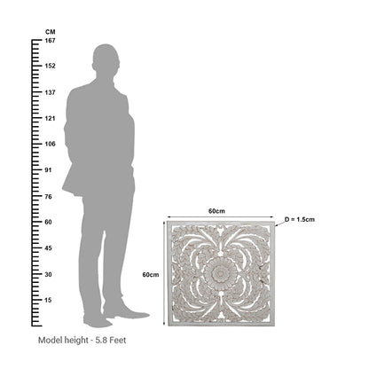 White Wash Floral Hand-Carved Wall Panel