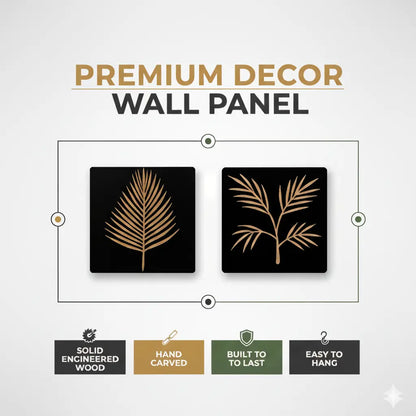 Set of 2 Hand-Carved Leaf Wall Panel FURNIZA