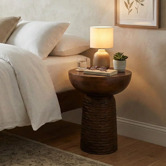Stylish Walnut Finish Side Table – Handcrafted Accent Table FURNIZA