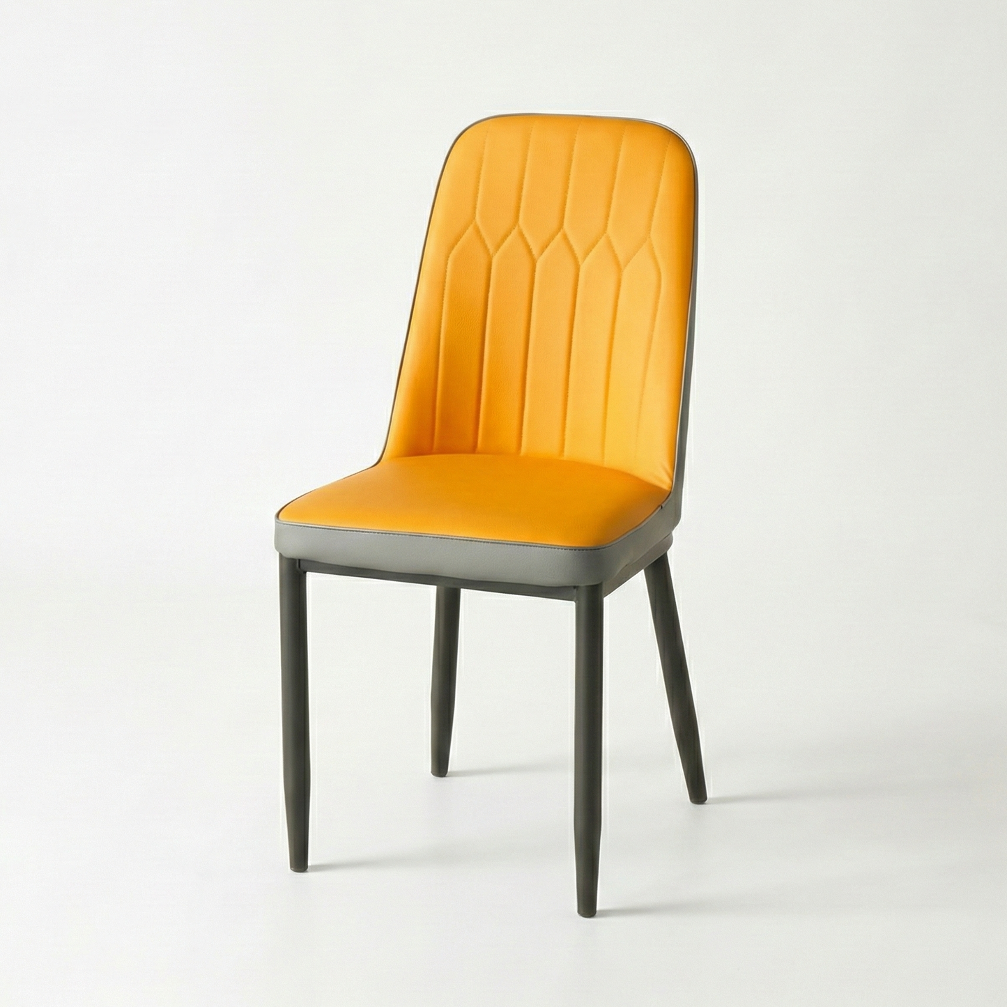 Modern Iron Base Upholstered Chair – Yellow (Set of 2 & 4) FURNIZA