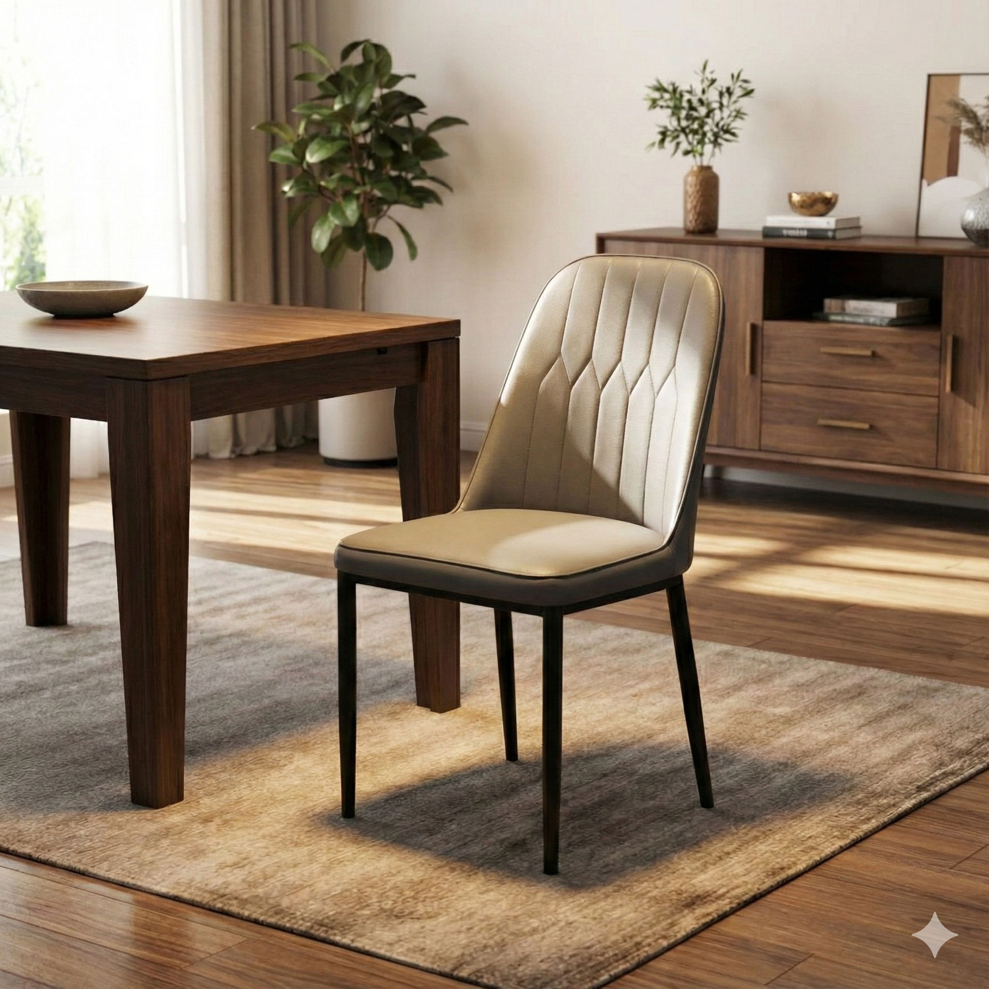 Modern Iron Base Upholstered Chair – Grey (Set of 2 & 4) Furniza