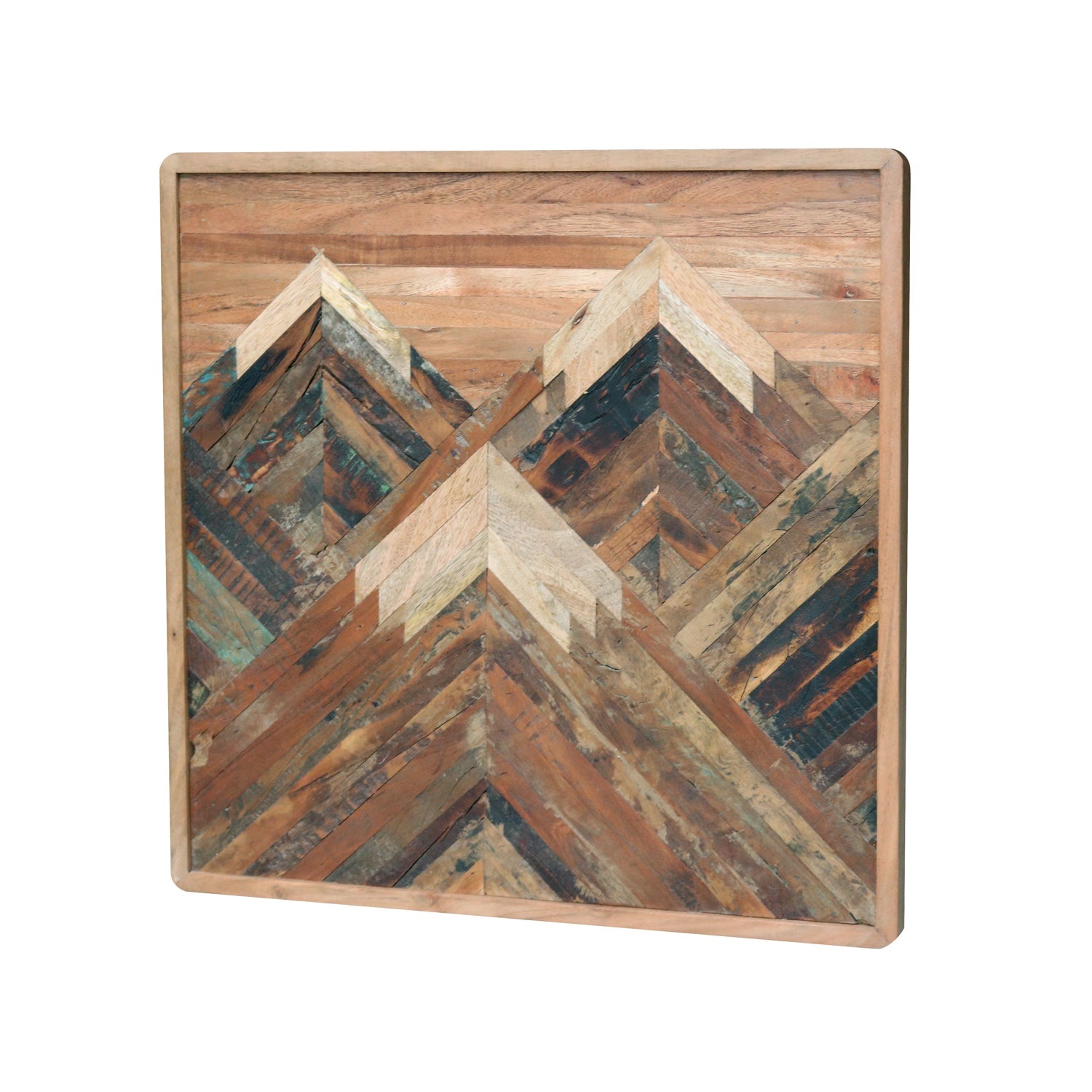 Solid Acacia Wood Wall Panel | Hand-Made Mountain Design Wooden Wall Art | Natural Finish Decorative Wall Hanging - Furniza