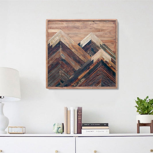 Solid Acacia Wood Wall Panel | Hand-Made Mountain Design Wooden Wall Art | Natural Finish Decorative Wall Hanging - Furniza