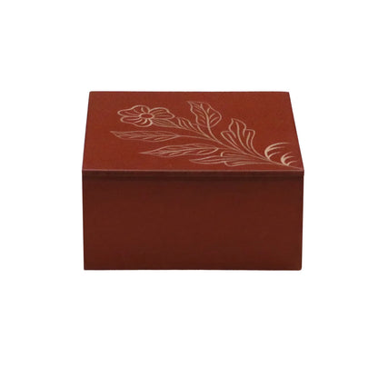 Maroon Hand-Carved Flower Design MDF Storage Box – Decorative Multi-Use Wooden Organizer for Jewelry, Keepsakes & Home Décor - Furniza