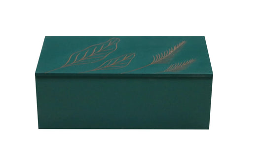 Sage Green Hand-Carved Leaf Design MDF Storage Box – Decorative Multi-Use Wooden Organizer for Jewelry, Keepsakes & Home Décor - Furniza