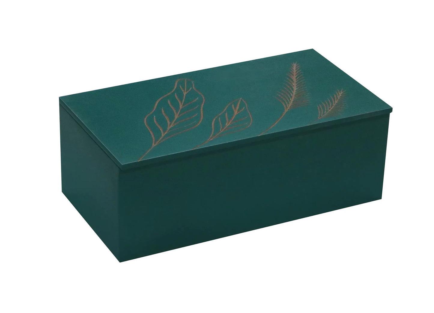 Sage Green Hand-Carved Leaf Design MDF Storage Box – Decorative Multi-Use Wooden Organizer for Jewelry, Keepsakes & Home Décor - Furniza
