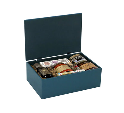 Blue Hand-Carved Wheat Leaf Design MDF Storage Box – Decorative Wooden Organizer for Jewelry, Keepsakes & Home Décor - Furniza