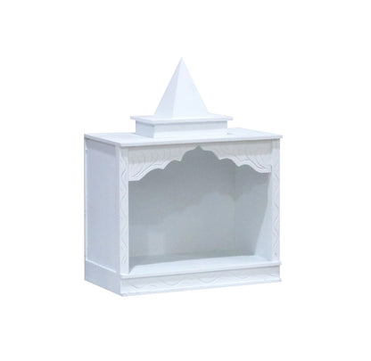 White Finish Traditional Wooden Pooja Mandir for Home | Compact & Lightweight MDF Temple - Furniza