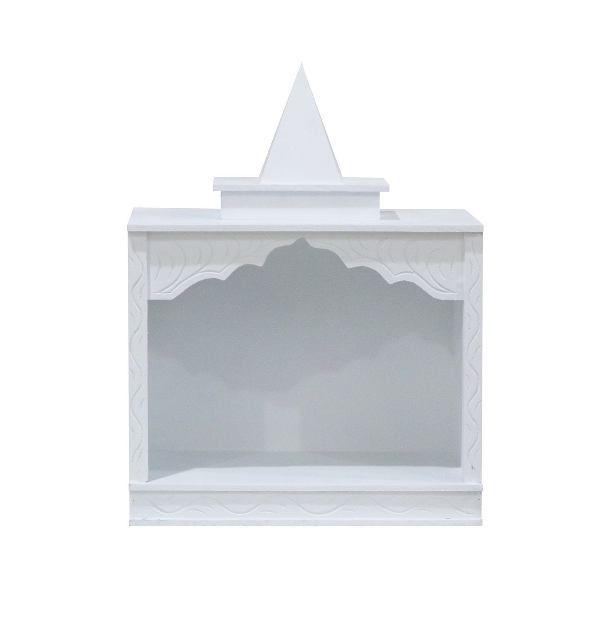 White Finish Traditional Wooden Pooja Mandir for Home | Compact & Lightweight MDF Temple - Furniza