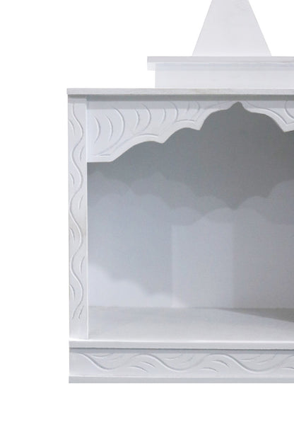 White Finish Traditional Wooden Pooja Mandir for Home | Compact & Lightweight MDF Temple - Furniza