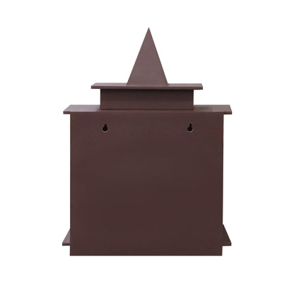 Traditional Brown MDF Wall Mount Pooja Mandir with Shikara Top & Open Arched Design – Compact & Lightweight Temple - Furniza