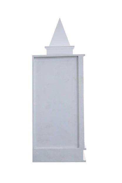 Traditional White MDF Wall Mount Pooja Mandir with Shikara Design & Ganesha Carved Doors – Compact Temple by Furniza - Furniza