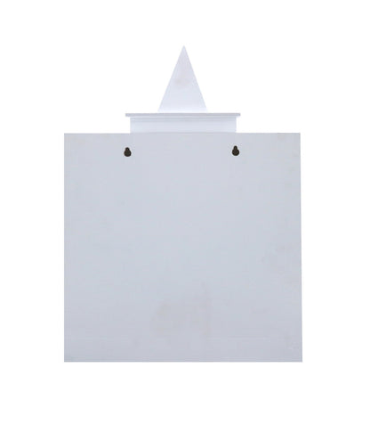 Traditional White MDF Wall Mount Pooja Mandir with Shikara Design & Ganesha Carved Doors – Compact Temple by Furniza - Furniza