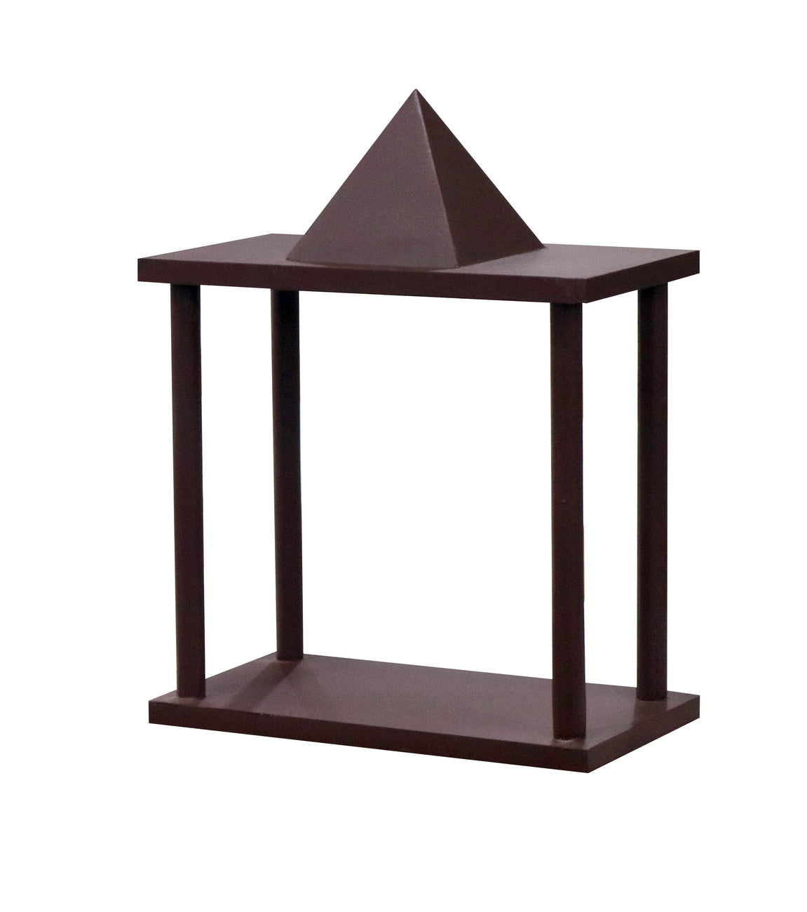 Traditional Brown MDF Wooden Temple with Shikhara Top – Compact Open Pooja Mandir - Furniza