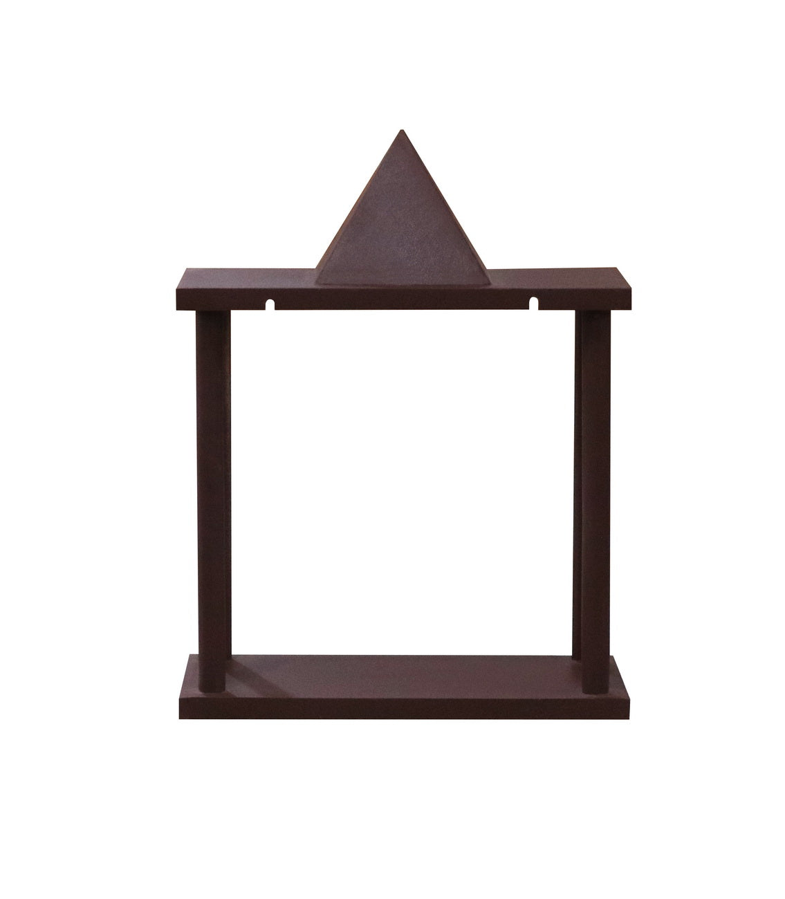 Traditional Brown MDF Wooden Temple with Shikhara Top – Compact Open Pooja Mandir - Furniza