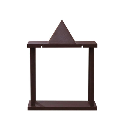 Traditional Brown MDF Wooden Temple with Shikhara Top – Compact Open Pooja Mandir - Furniza