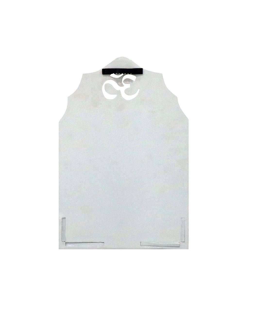 White MDF Wooden Foldable Temple with Om Carving – Compact Wall Mount Pooja Mandir - Furniza