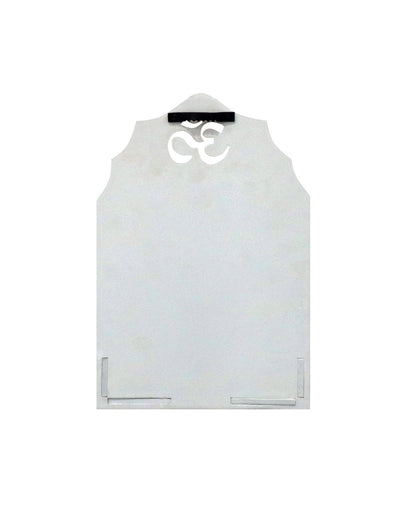 White MDF Wooden Foldable Temple with Om Carving – Compact Wall Mount Pooja Mandir - Furniza