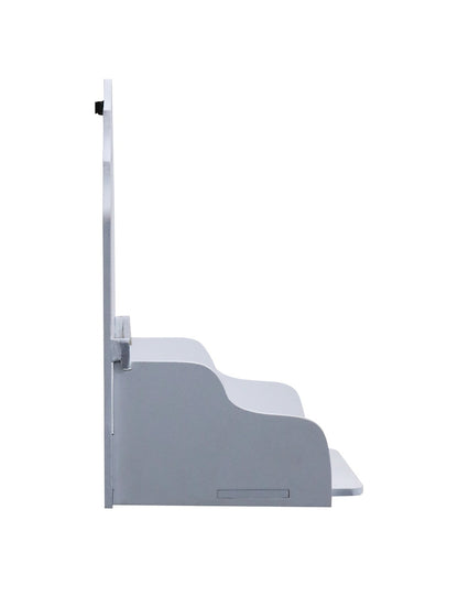 White MDF Wooden Foldable Temple with Om Carving – Compact Wall Mount Pooja Mandir - Furniza