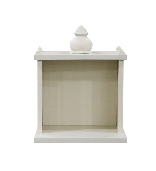 Traditional Pale White MDF Wall Mount Temple with Goombaj Top - Furniza