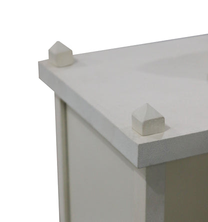 Traditional Pale White MDF Wall Mount Temple with Goombaj Top - Furniza