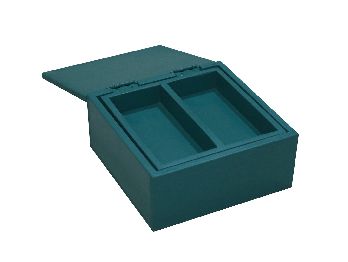 Handcrafted Teal Wooden Jewellery Box with Leaf Design & Organizer Tray