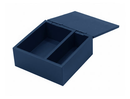 Handcrafted Teal Wooden Jewellery Box with Leaf Design & Divider