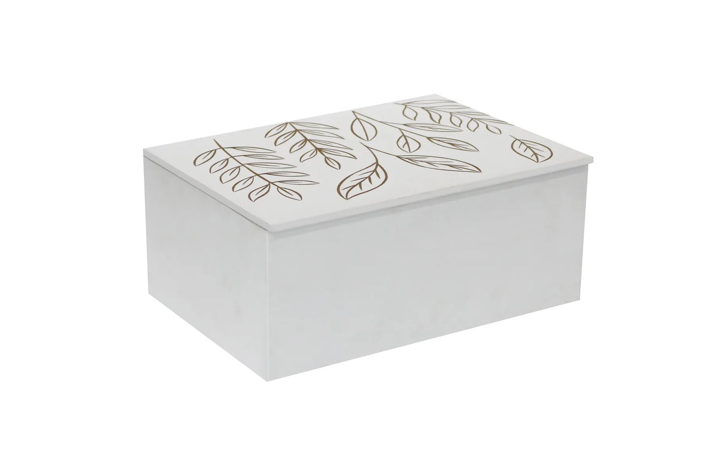Hand‑Carved White MDF Storage Box with Leaf Design – Decorative Keepsake Box for Jewelry, Accessories & Home Décor - Furniza