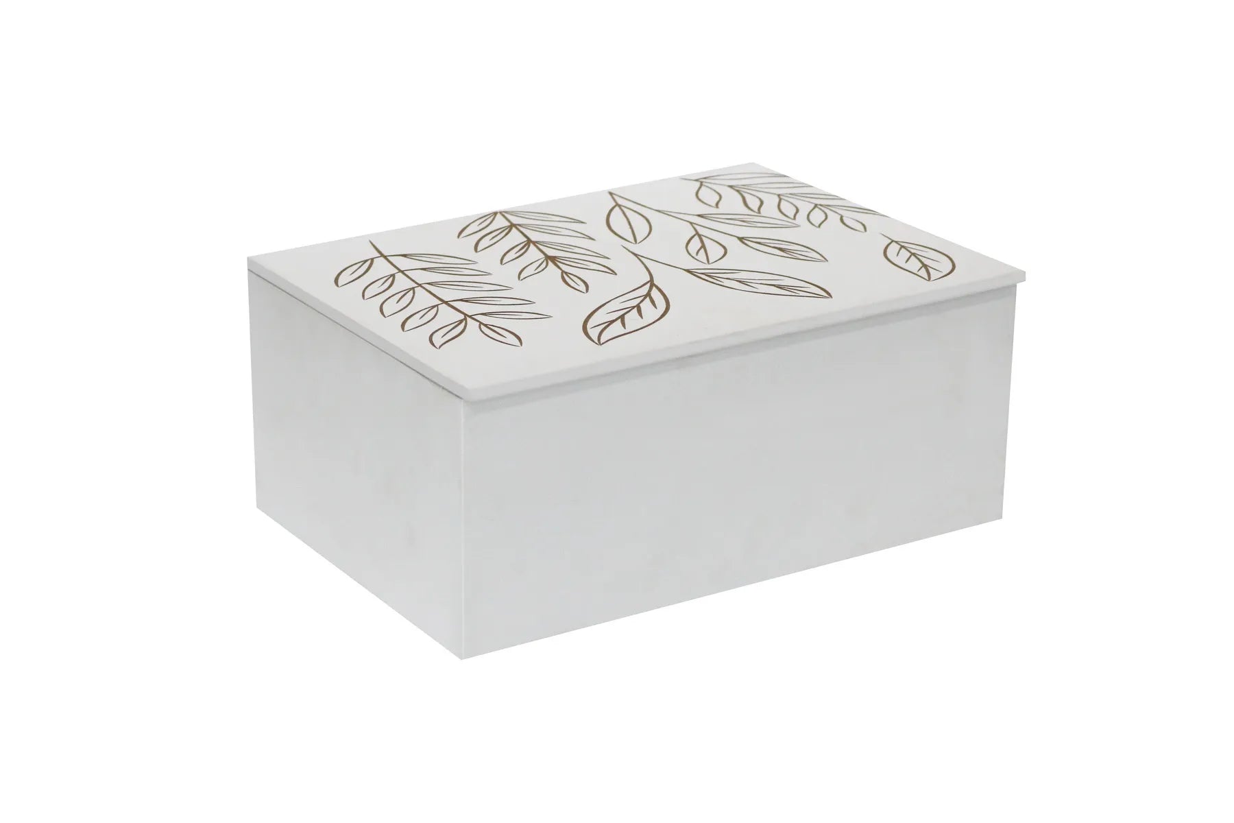 Hand‑Carved White MDF Storage Box with Leaf Design – Decorative Keepsake Box for Jewelry, Accessories & Home Décor - Furniza