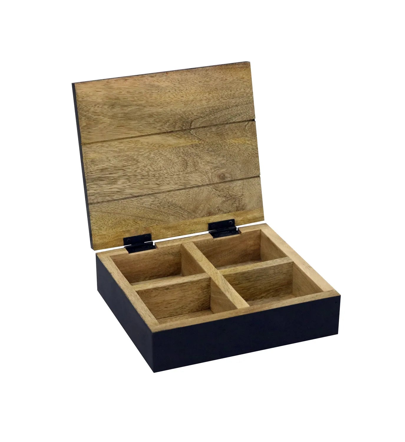Hand‑Carved Black Floral MDF Jewelry & Accessory Box – Decorative Keepsake Storage for Home & Vanity - Furniza