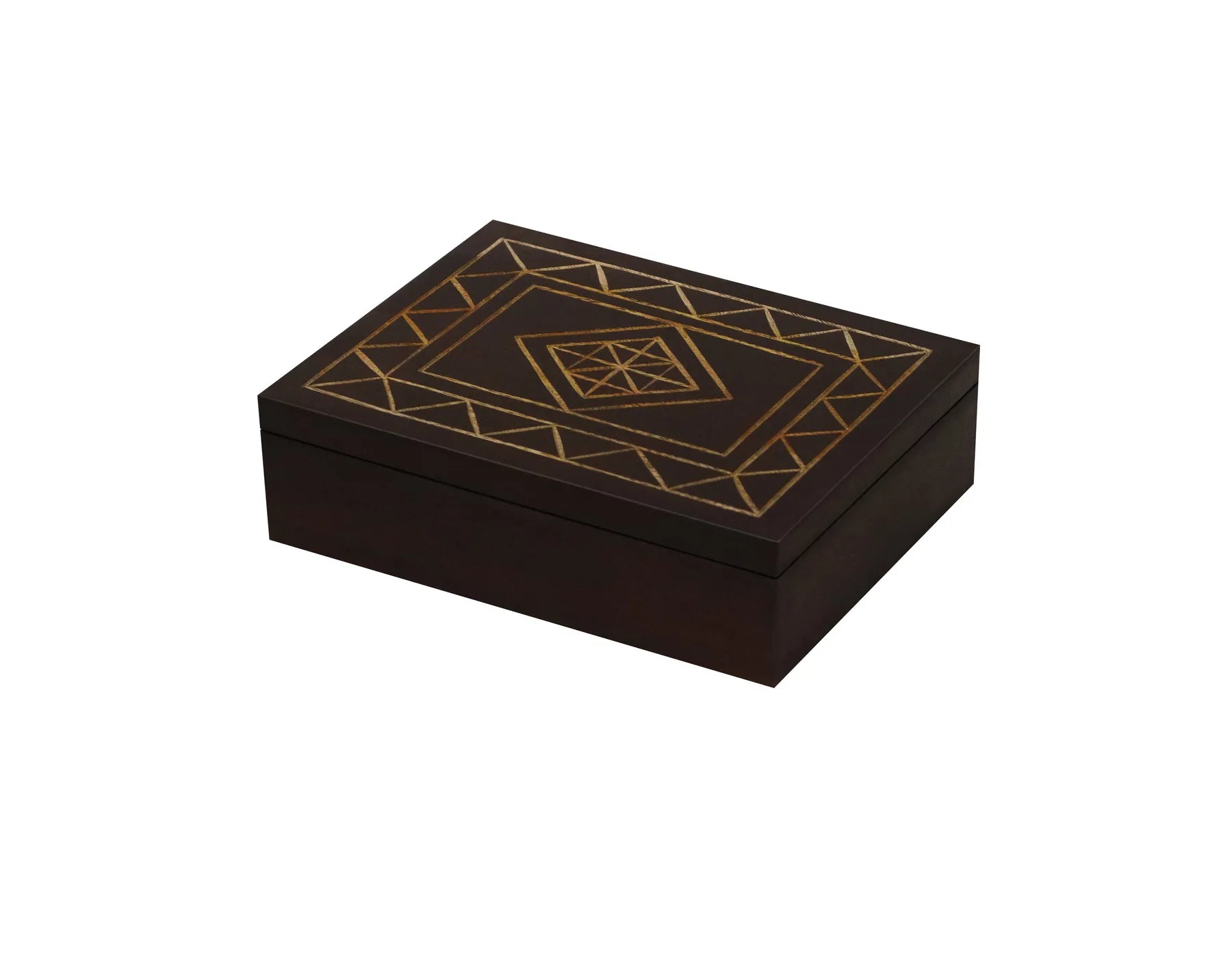 Decorative Black MDF Storage Box with Hand-Carved Geometric Design – Wooden Organizer for Jewelry, Keepsakes & Home Décor - Furniza