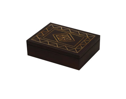 Decorative Black MDF Storage Box with Hand-Carved Geometric Design – Wooden Organizer for Jewelry, Keepsakes & Home Décor - Furniza