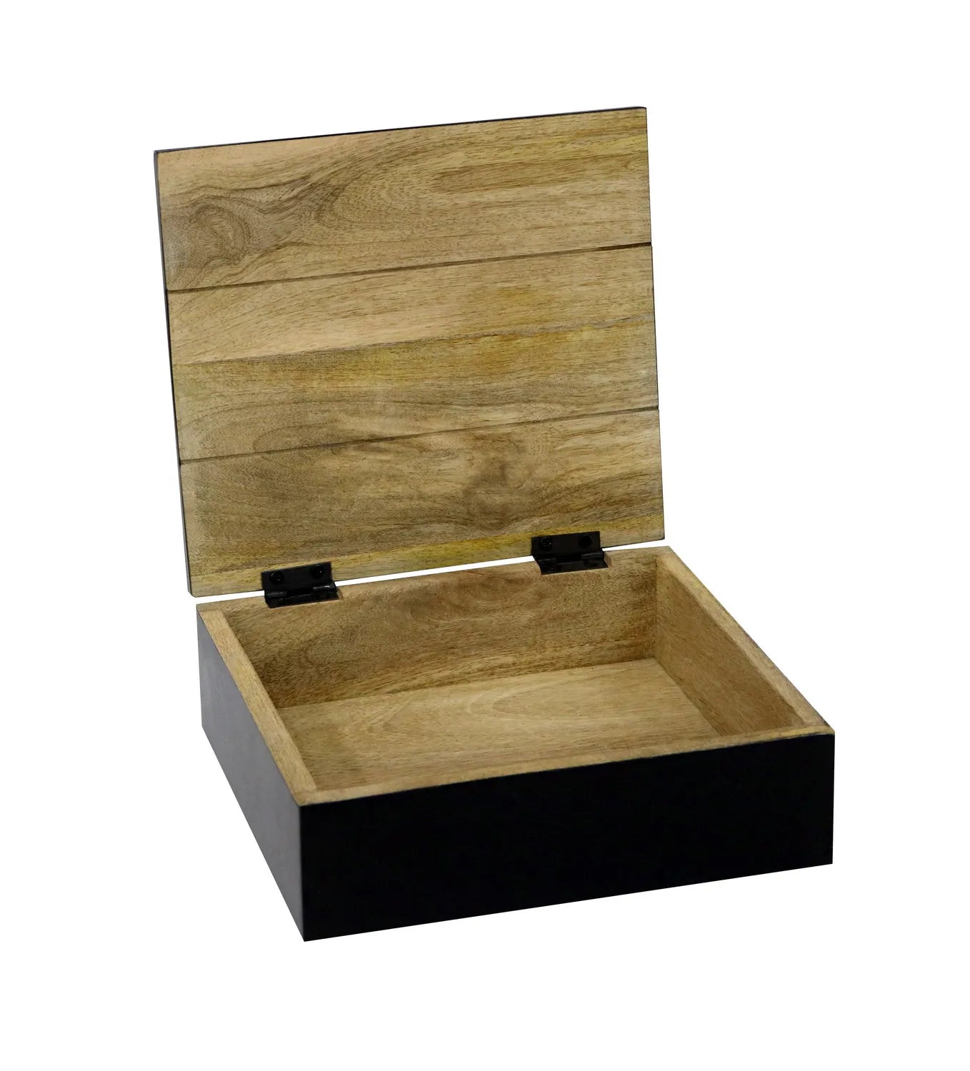 Black Hand-Carved Leaf Design MDF Storage Box – Decorative Wooden Organizer for Jewelry, Trinkets & Home Décor - Furniza