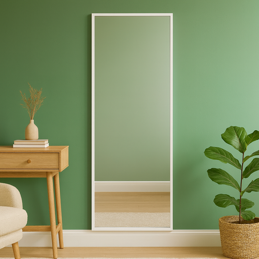 Full-Length Iron Mirror with white-finished Frame – Modern Luxury Mirror - Furniza