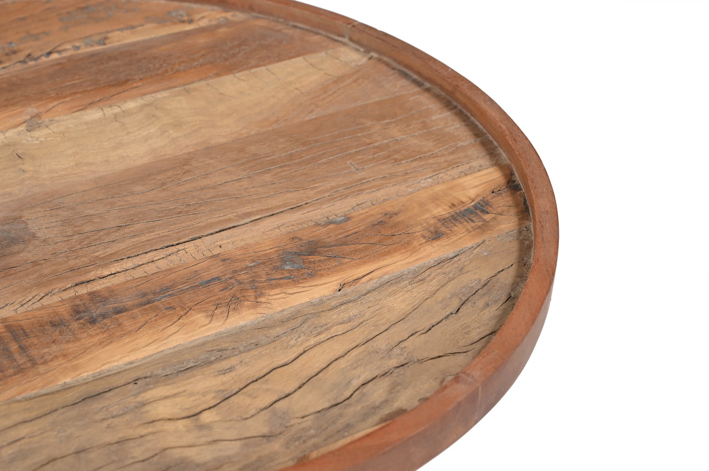 Round Recycled Wood Coffee Table with Lathe-Turned Legs – Eco-Friendly Design