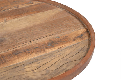 Round Recycled Wood Coffee Table with Lathe-Turned Legs – Eco-Friendly Design