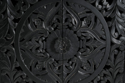 Charcoal Black Hand-Carved 2-Door Cabinet – Premium Wooden Storage - Furniza