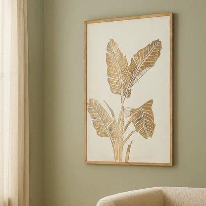 Solid Wood Hand-Carved Leaf Wall Panel – Natural Art Décor - Furniza