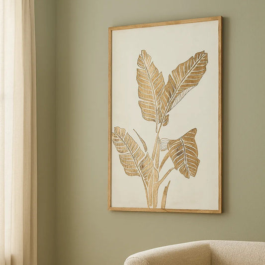Solid Wood Hand-Carved Leaf Wall Panel – Natural Art Décor