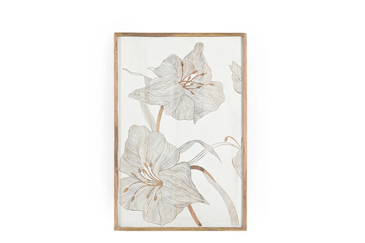 Hand-Carved Floral Wall Panel in Solid Wood – Elegant Nature-Inspired Art